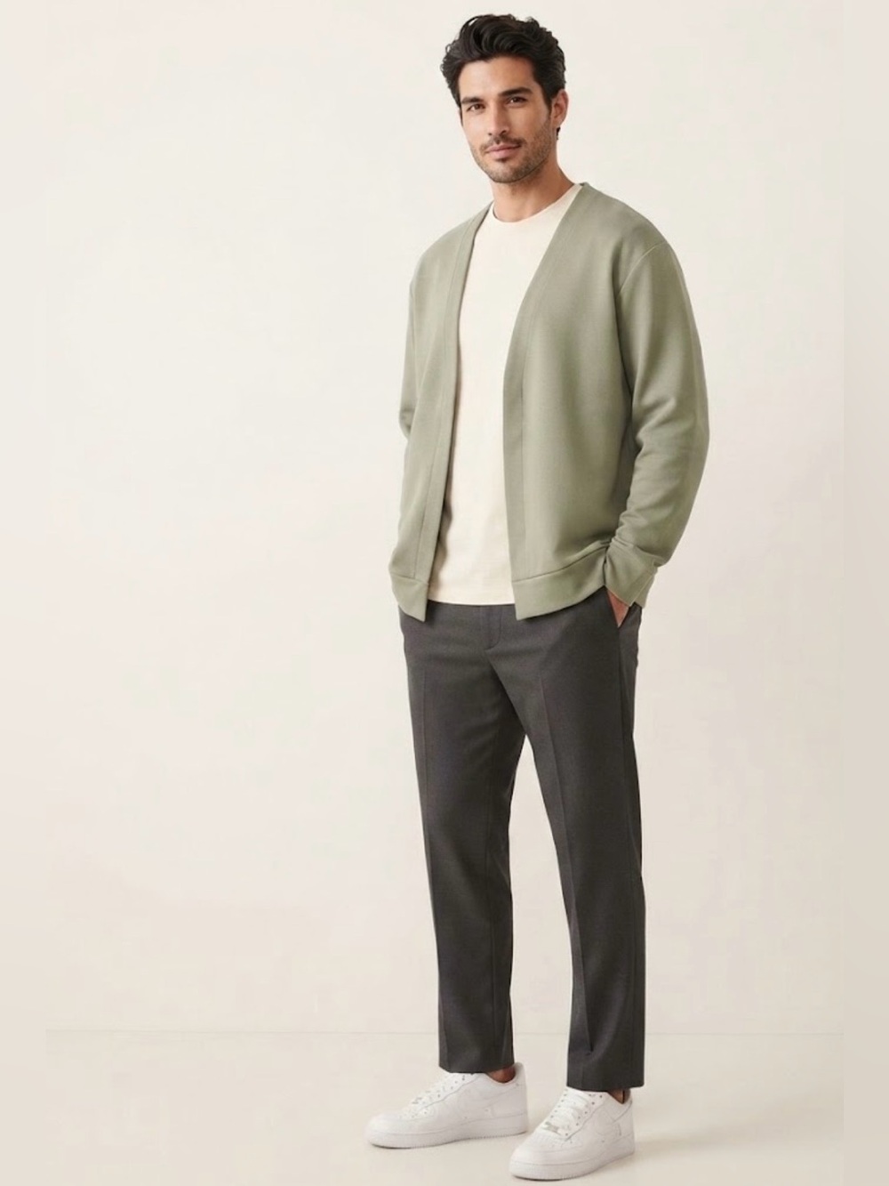 Nike 24.7 Dri-FIT ImpossiblySoft Open Cardigan Men's M Tall Olive Green NWT